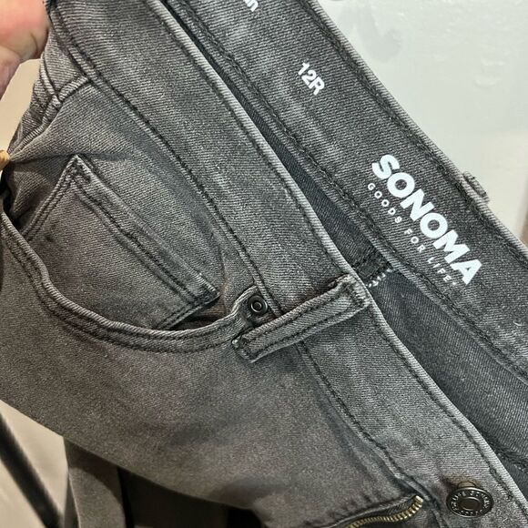 NWT Sonoma mom jeans ultra high rise baggy grey denim size 12 - Picture 9 of 14